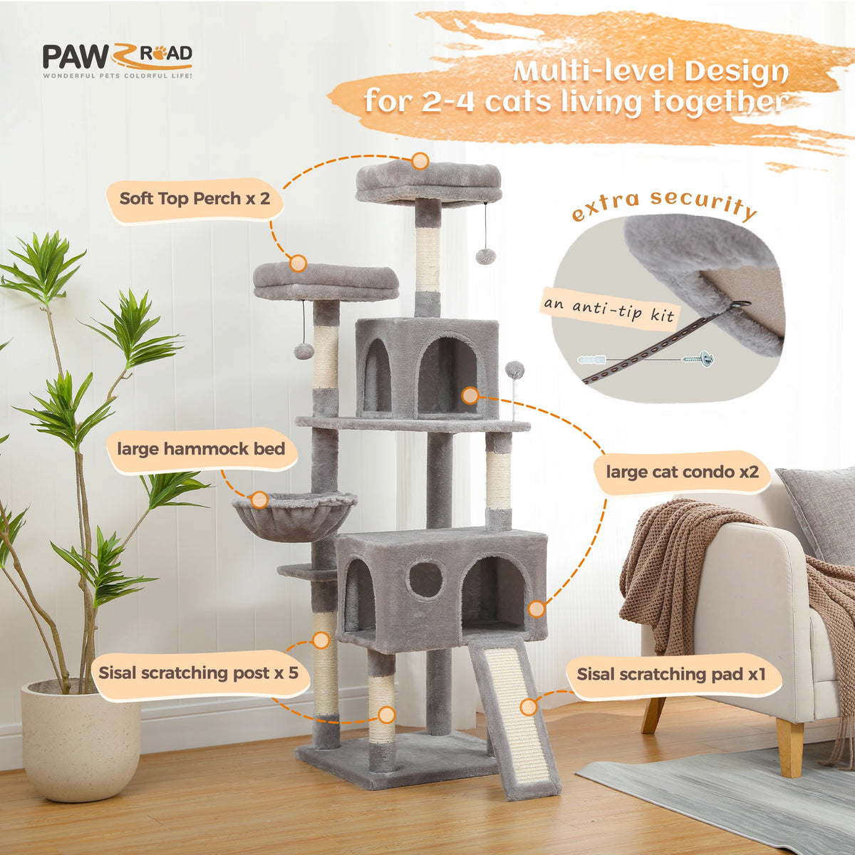 Multi-Level Scratch Board Tree For Cats