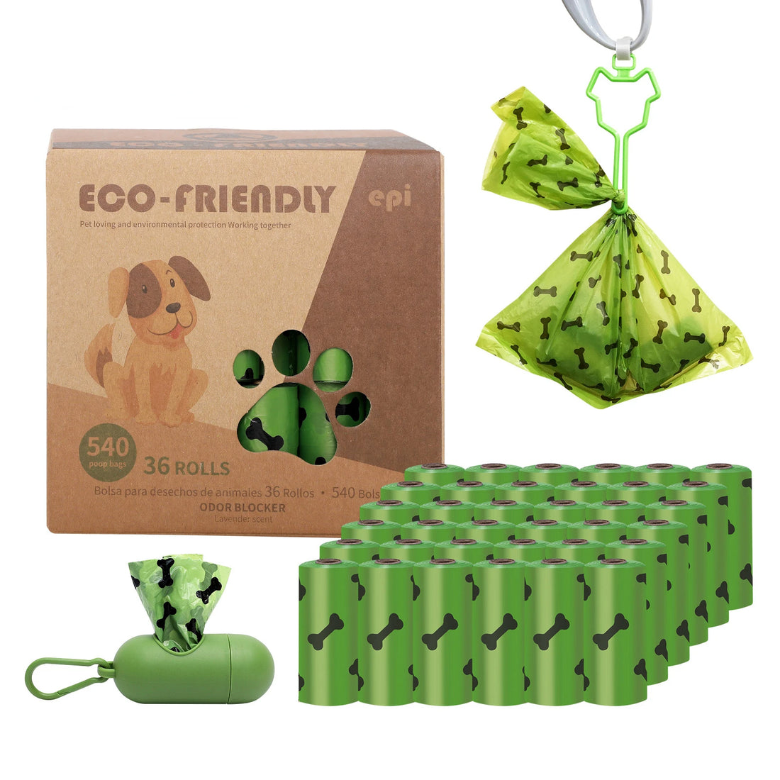Biodegradable Dog Poop Bags &amp; Dispenser